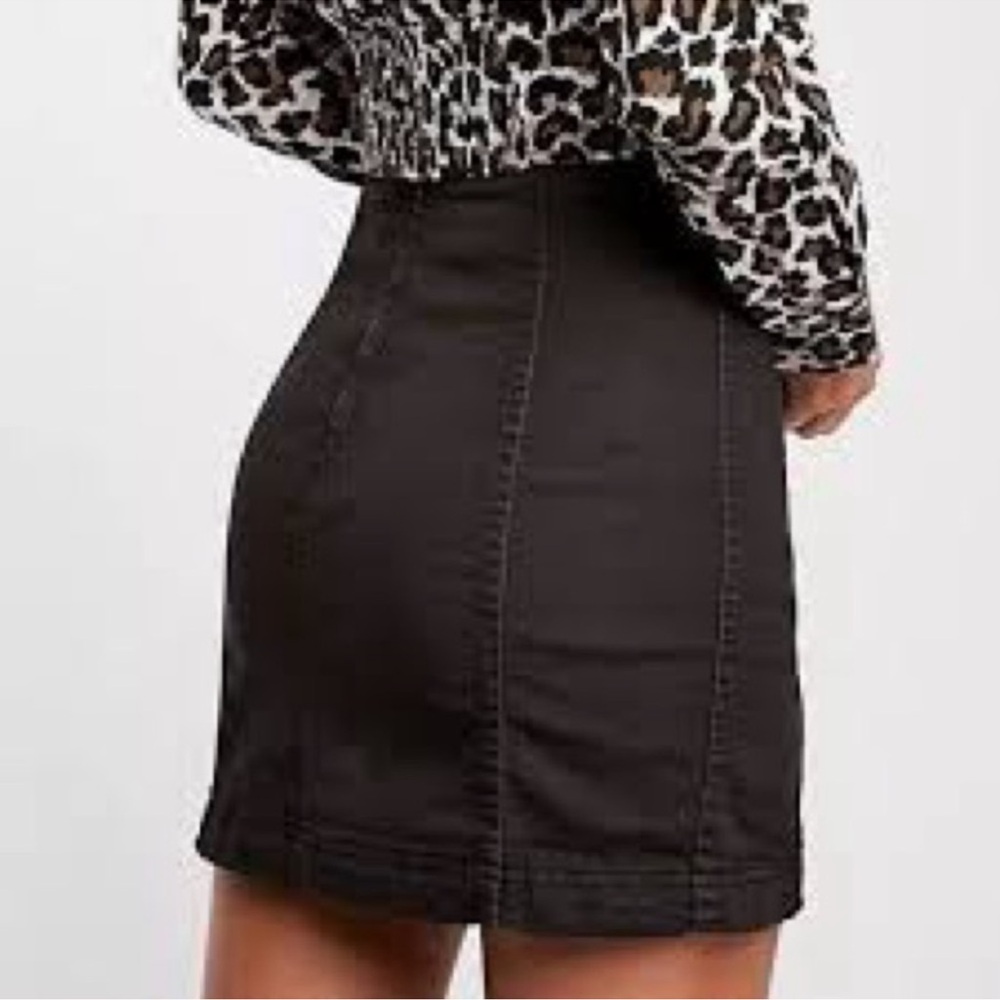 Free People Black Mini Denim Skirt